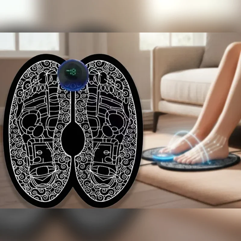 بساط مساج القدم الدائري بنقشة مواضع القدمين ووحدة تحكّم رقمية