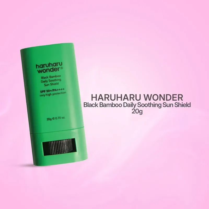عبوة واقي الشمس الكوري Haruharu Wonder الخضراء وعليها SPF 50+