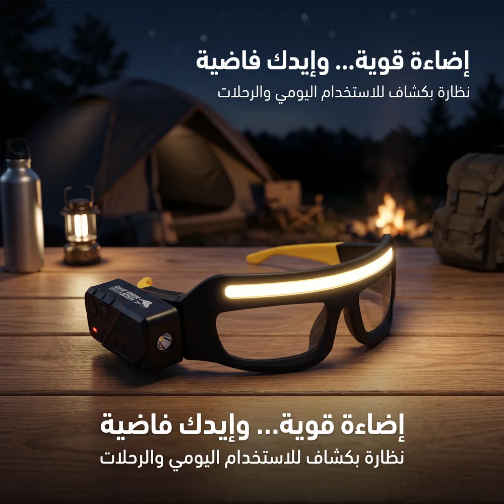 كشّاف الرأس على شكل نظارة في مخيّم ليلي